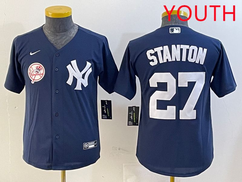 Youth New York Yankees #27 Stanton Blue Game 2025 Nike MLB Jersey style 5->youth mlb jersey->Youth Jersey